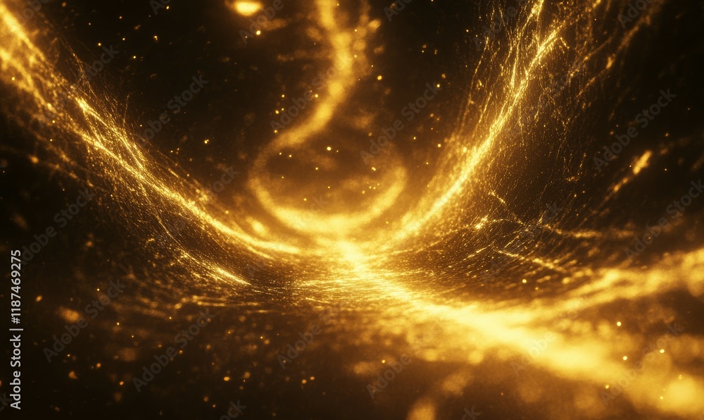 Poster abstract digital pathway of glowing lines and particles