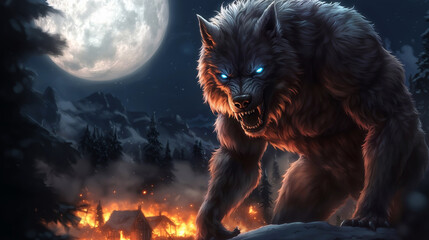 The Werewolf's Rampage – A Dark Fantasy Vision