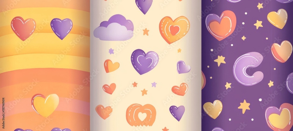Poster a set of three adorable abstract geometric modern patterns featuring a light multicolor design with 