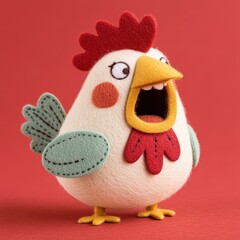 Creative Wool Felt Chicken Figurines, Lively Handmade Art