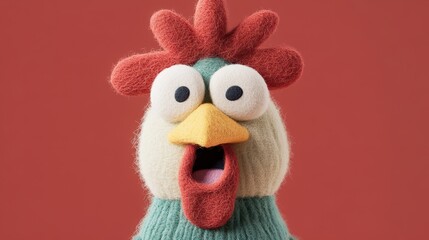 Creative Wool Felt Chicken Figurines, Lively Handmade Art