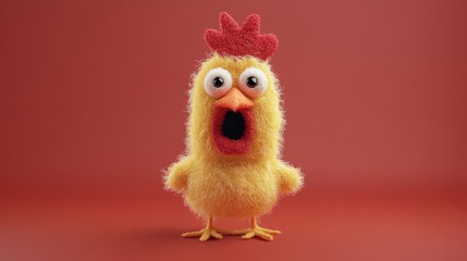 Creative Wool Felt Chicken Figurines, Lively Handmade Art