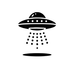 UFO Beam: A simple yet impactful black and white illustration of a UFO beaming down, evoking mystery, wonder, and the possibilities of the unknown. It's a timeless symbol of extraterrestrial life.