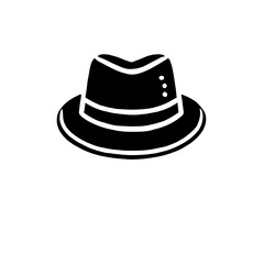 Classic Fedora Hat Icon: A sleek and stylish silhouette of a fedora hat, perfect for fashion, design, and vintage-themed projects.  