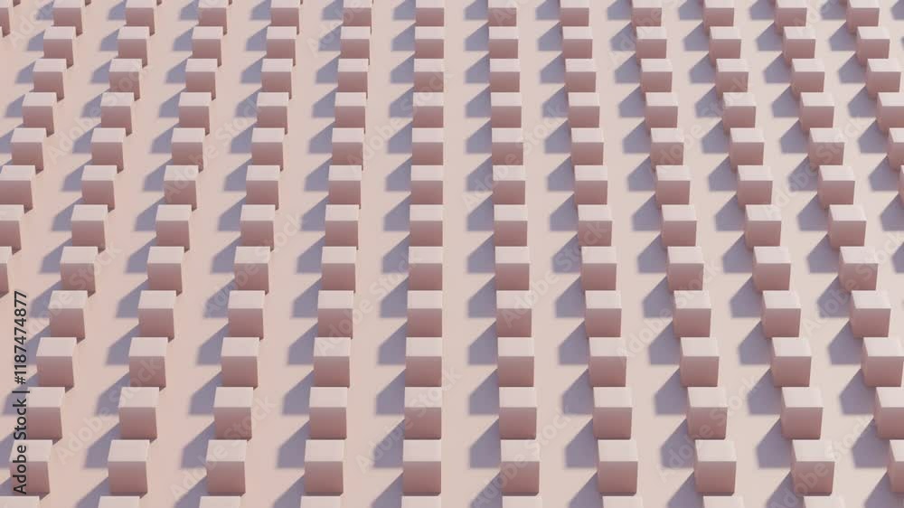 Aufkleber modern 3d animation featuring monochromatic cubes in mocha mousse color, seamless loop perfect for c