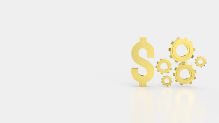 The Gold dollar symbol and gear for technology or Business concept 3d rendering.