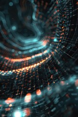 Obraz premium Abstract neon blue cyber binary flowing background