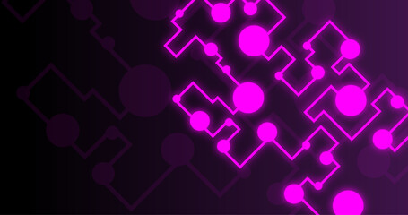 dark background with glow dots and line 