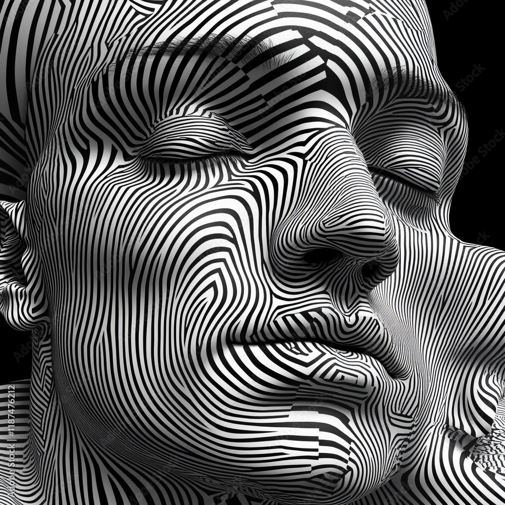 Poster geometric wave pattern seamlessly woven. endless stylish texture, bold ripples. monochrome backgroun