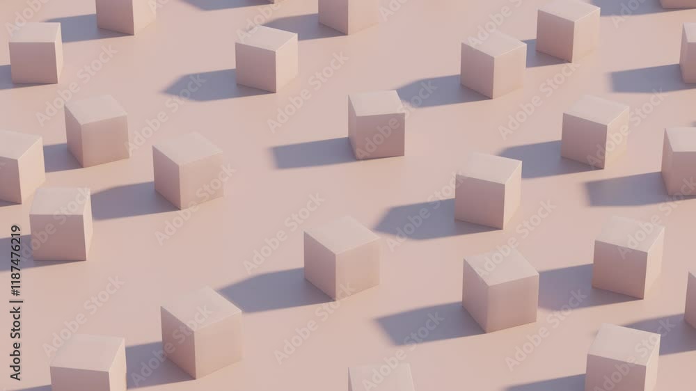 Aufkleber minimalist 3d geometric animation featuring mocha mousse cubes, seamless loop ideal for professional
