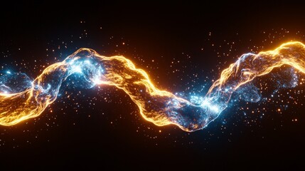 Obraz premium Abstract starry night with swirling galaxies, neon-colored dust clouds, and sparkling stars on a dark horizonless void