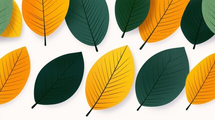 dynamic leaf pattern, abstract design, rich green and yellow palette, eco-friendly vibe, isolated on white background