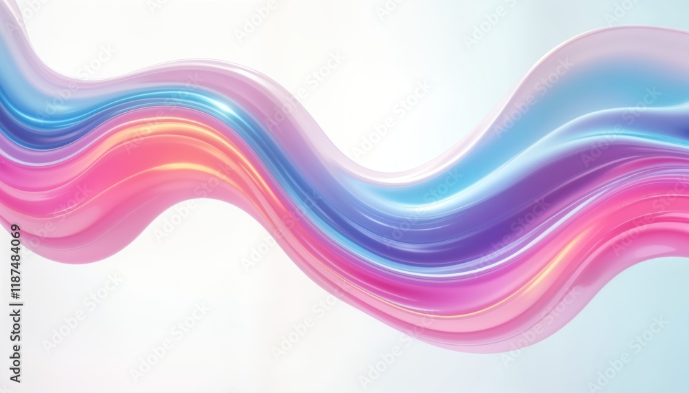Aufkleber Abstract holographic wave shape with vibrant gradient colors. Twisted liquid like motion. Smooth curves create sense of dynamism. Ideal for modern design projects. Stylish, colorful background.