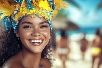 Mardi gras celebration - joyful dancers in elaborate costumes, masks, of international carnivals...