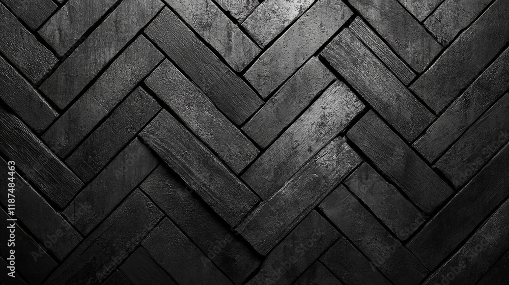 Aufkleber a futuristic wall constructed using 3d tiles arranged in a triangular pattern on a black background 