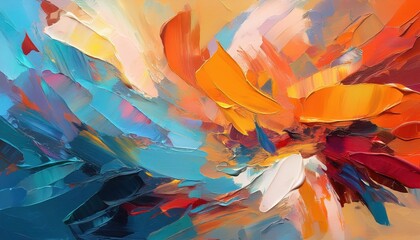 Vibrant Textured Abstract Artwork Palette Knife Painting Showcases Detailed Brush Strokes and Rich Textures of an Abstract Background C