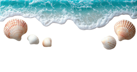 Tranquil beach landscape with soft white sand and ocean waves coastal view serenity and nature isolated on transparent background png