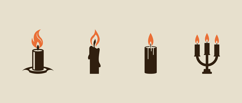 Burning candle for religion commemorative and party. Set of burning candles