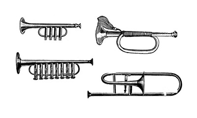 Trumpet Illustration Isolated on White Background