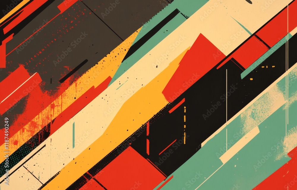 Poster an abstract background featuring a zigzag pattern in jamaican colors