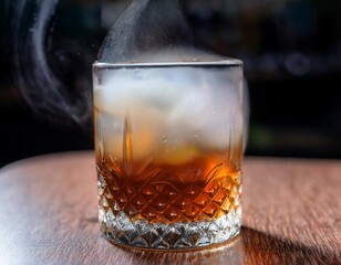 A Whisper of Mist on a Glass of Smoked Maple Old Fashioned