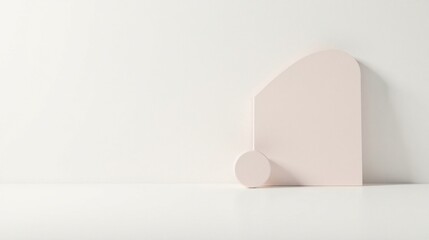 Minimalist blush pink geometric shapes on white background