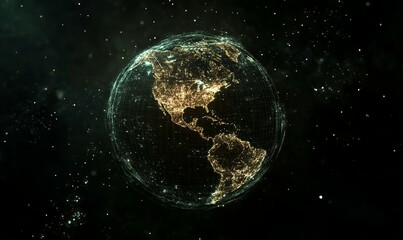 Obraz premium Digital Earth with Global Network Connections