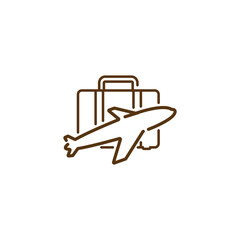 vector illustration design outline of an aircraft and suitcase symbolising leisure travel.
