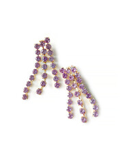 Gold pendant earrings on a white background