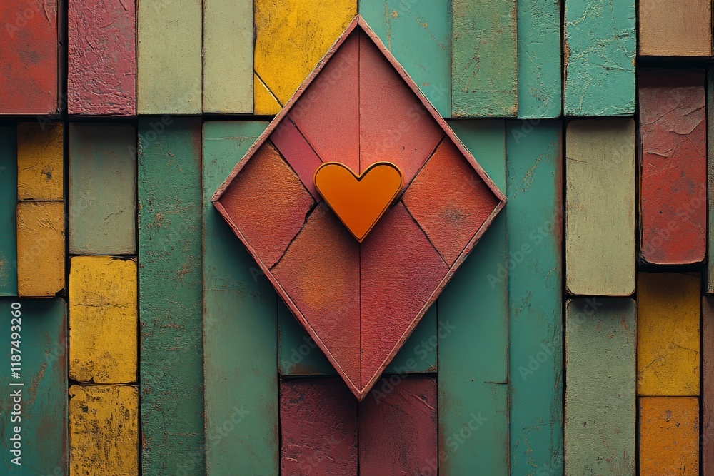 Aufkleber a retro illustration depicting a pattern of triangles with one distinctive triangle