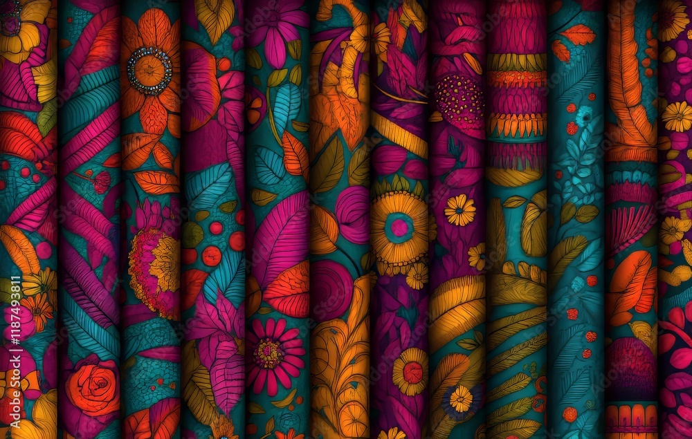Poster waves and curls seamless pattern. pattern swatches are included for illustrator users, along with th