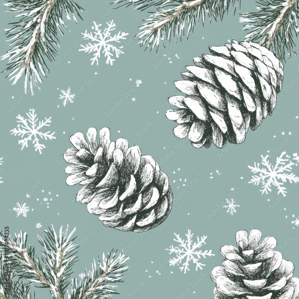 Poster christmas and new year background adorned with a seamless pattern of branches