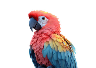 Naklejka premium Vibrant animated parrot sculpture studio display creative space close-up high fidelity detail isolated on transparent background png