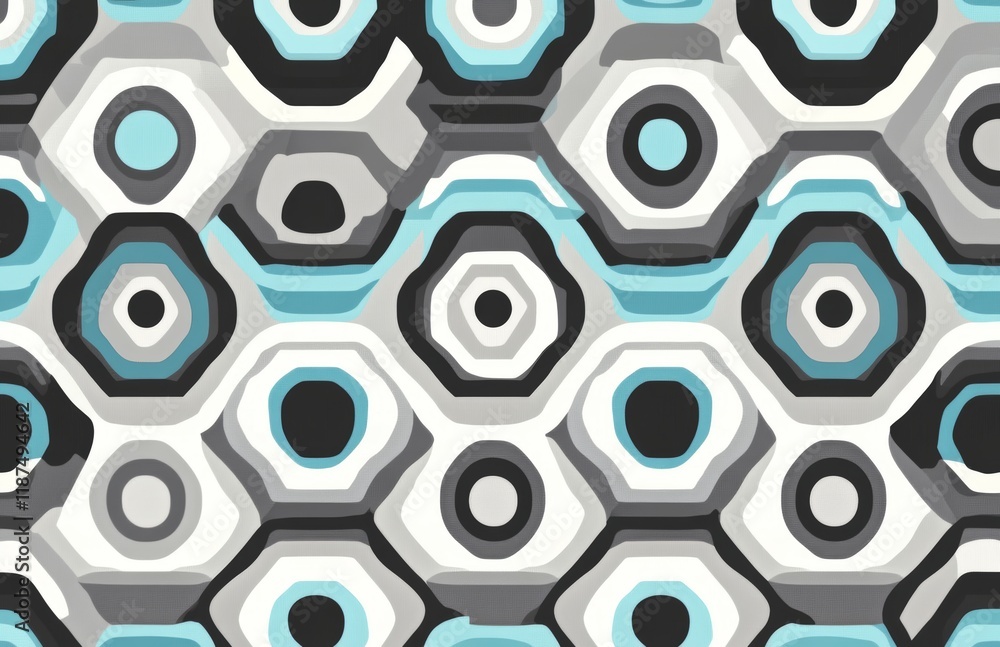 Poster a seamless geometric design incorporating hexagons and lines. its irregular structure makes it ideal