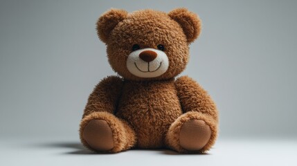 Obraz premium A cute, fluffy teddy bear sitting upright.