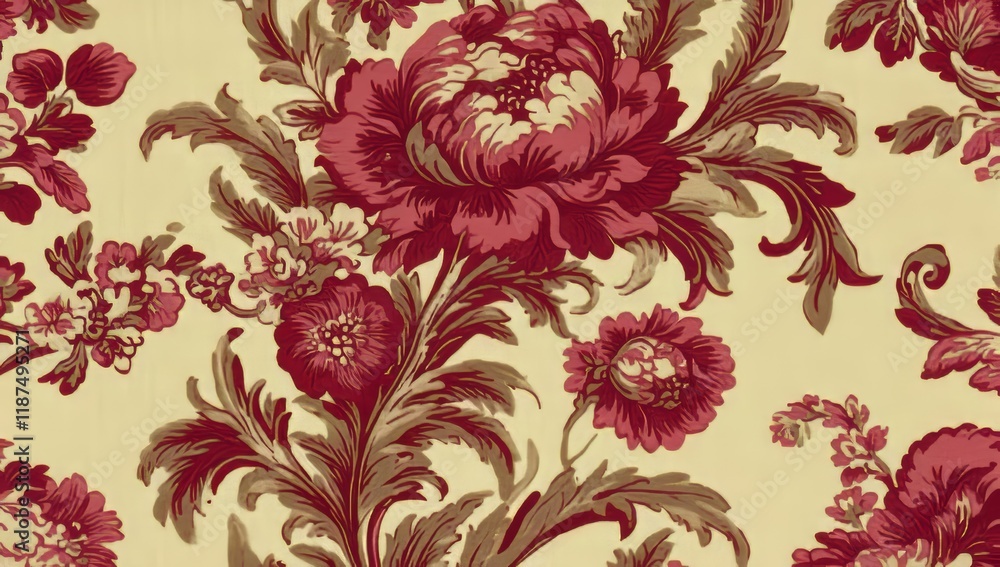 Poster a pattern seamlessly combining exotic bird pheasants with peonies