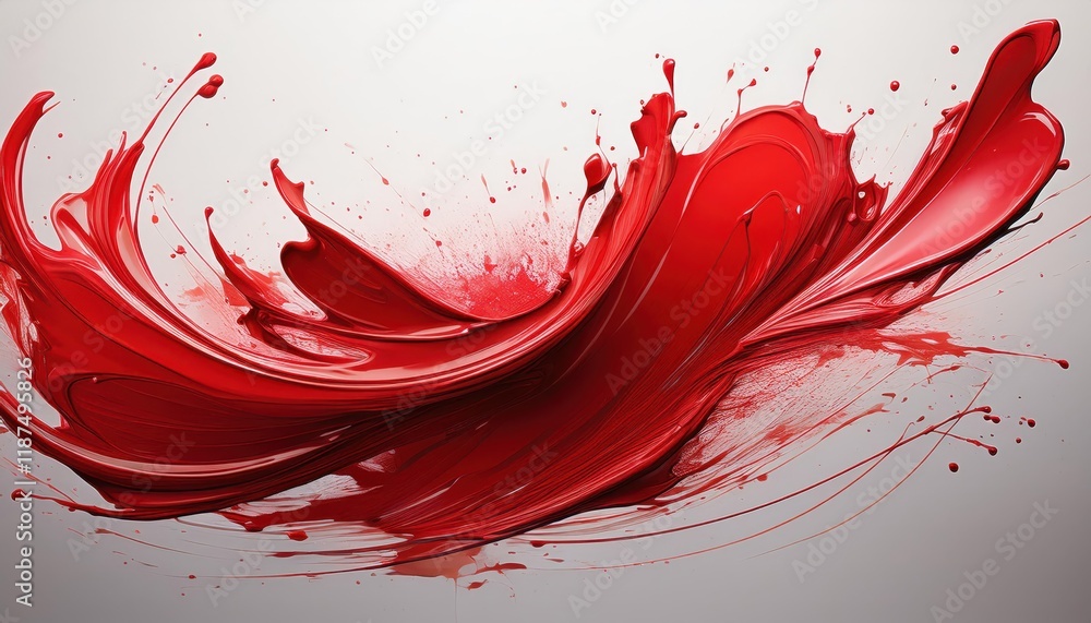Poster vibrant red paint splash energetically illuminating an empty canvas, capturing the explosive power o
