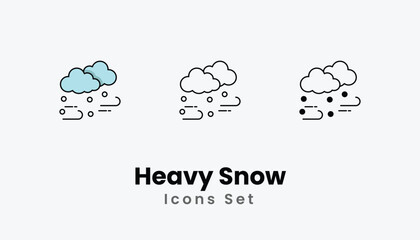 Heavy Snow Icons thin line and glyph vector icon stock illustration
