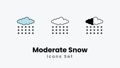 Moderate Snow Icons thin line and glyph vector icon stock illustration