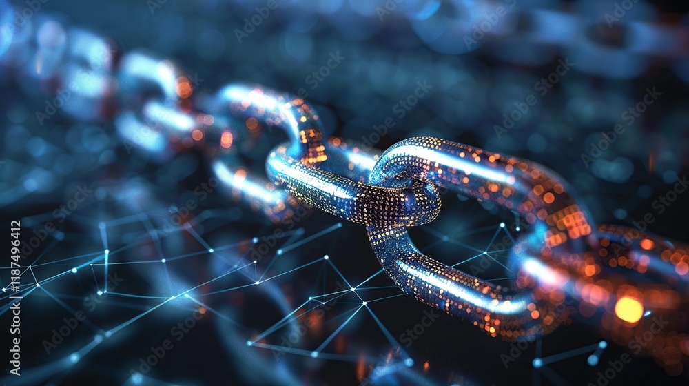 Aufkleber abstract communication network art with seamless linked chains and node integration