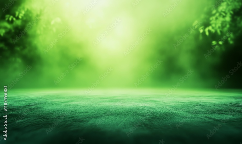 Poster green colored abstract visual with blur effect and empty studio space, subtle, green, soft focus