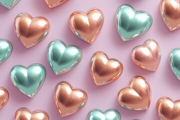 Artistic Compositions of Glossy and Matte Hearts Patterns & Textures in Minimalist Designs