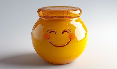 Golden Honey Jar With Happy Face Inside