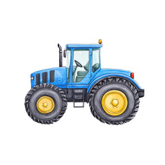 Obraz premium Blue Tractor Illustration for Agricultural Use