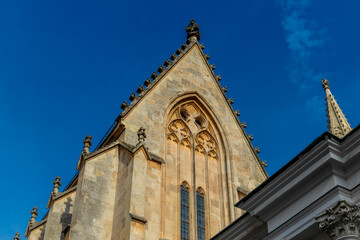 Bratislava historical city center buildings, fortress and church. The capital of Slovakia Bratislava tourist sights Bratislavsky hrad castle hill architecture