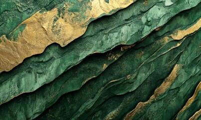 Green and gold textured paint with layered colors, emotional intensity, textured colors, evocative