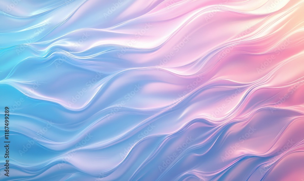 Poster iridescent ocean waves with a subtle gradient effect, pearlescent, soft focus
