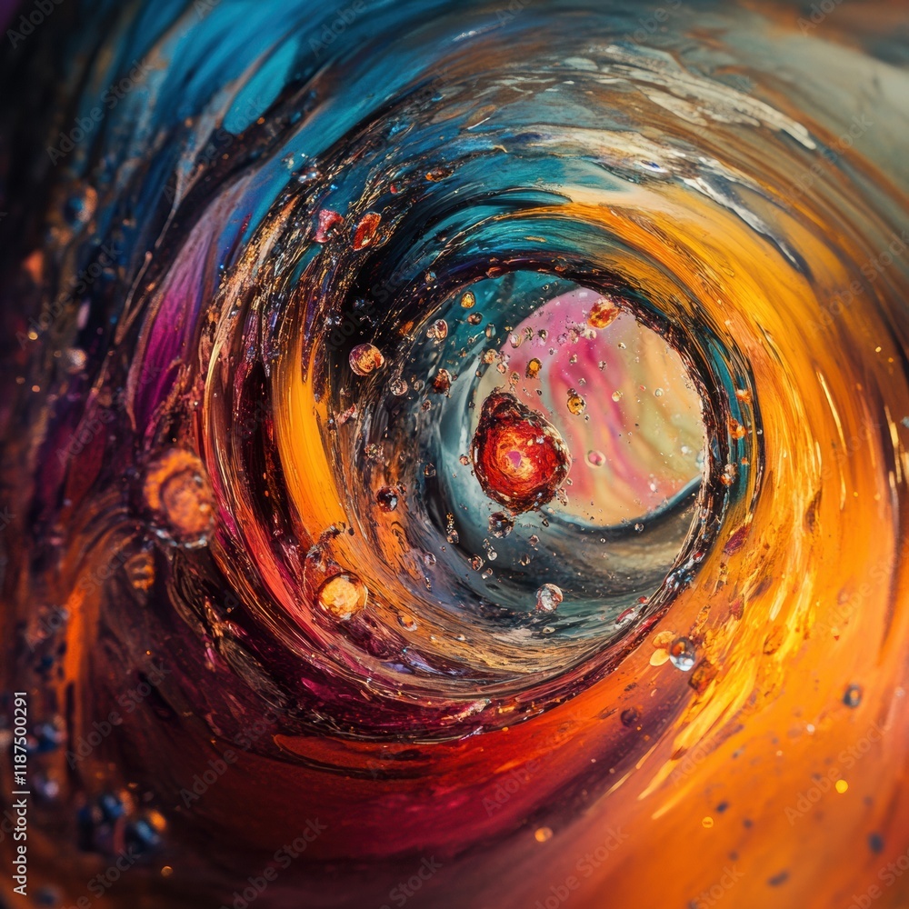 Poster swirling bacteria and microbes move through a vibrant liquid landscape in dynamic motion. generative