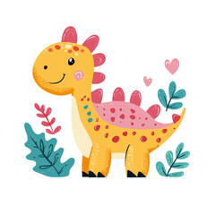 Obraz premium Cute Cartoon Dinosaur with Colorful Features