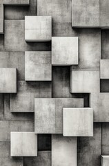 A gray and white checkered pattern, symmetrical composition, geometric shapes, high contrast, three-dimensional effect, perspective drawing